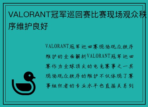 VALORANT冠军巡回赛比赛现场观众秩序维护良好